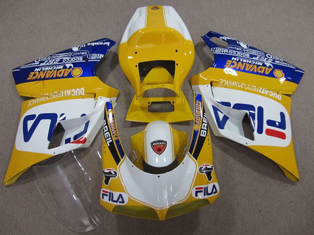 Amarelo Branco Fila Carenagem Moto Ducati 748 1993-2005