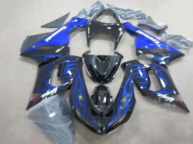 Preto Azul Chama Ninja 636 Carenagem Moto ZX6R 2005-2006