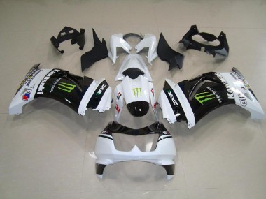 Preto Branco Monster Abs Kits Completos Carenagem Moto ZX 250R 2008-2012