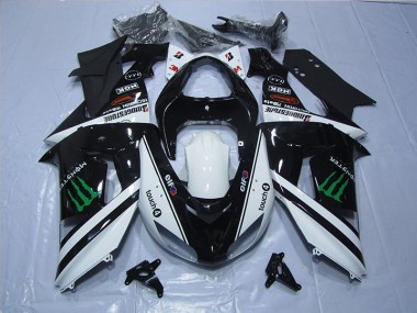 Preto Branco Monster Touch4 Carenagem Moto ZX6R 2007-2008