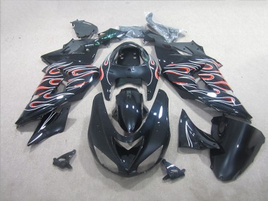 Preto Branco Vermelho Chama Carenagem Moto ZX10R 2006-2007