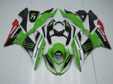 Preto Verde Branco Monster Carenagem Moto ZX6R 2013-2018