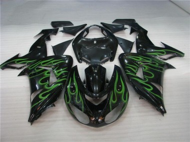 Preto Verde Chama Carenagem Moto ZX10R 2006-2007