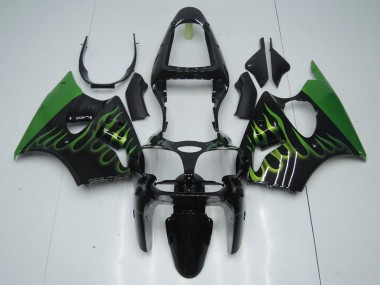 Preto & Verde Chama Carenagem Moto ZX6R 2000-2002