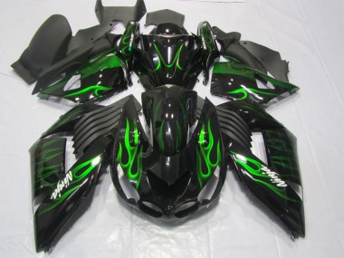 Preto Verde Chama Ninja Carenagem Moto ZX14R ZZR 1400 2006-2011