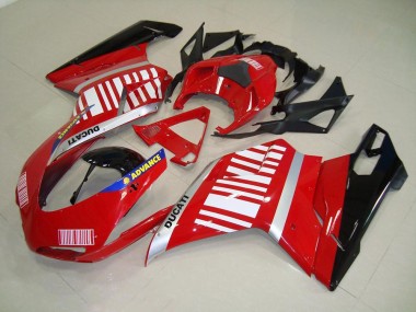 Vermelho Branco Carenagem Moto Ducati 848 1098 1198 2007-2014