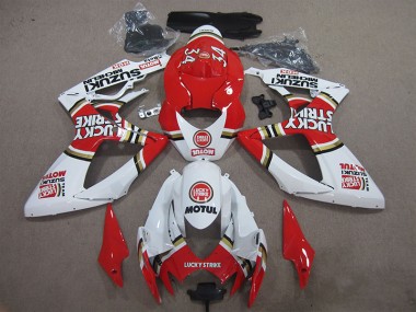 Vermelho Branco Lucky Strike Motul Carenagem Moto GSXR 600 K6 2006-2007