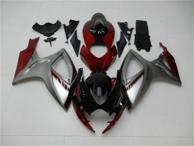 Vermelho Prata Carenagem Moto GSXR 600 / 750 K6 2006-2007