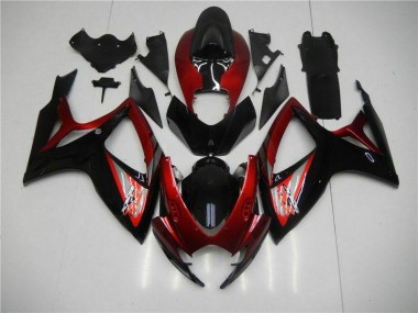 Vermelho Preto Injeção Kit Carenagem GSXR 600 / 750 K6 2006-2007
